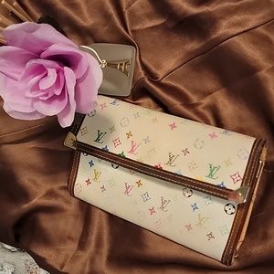 GUC-Louis Vuitton x Takashi Murakami multicolored monogram wallet
